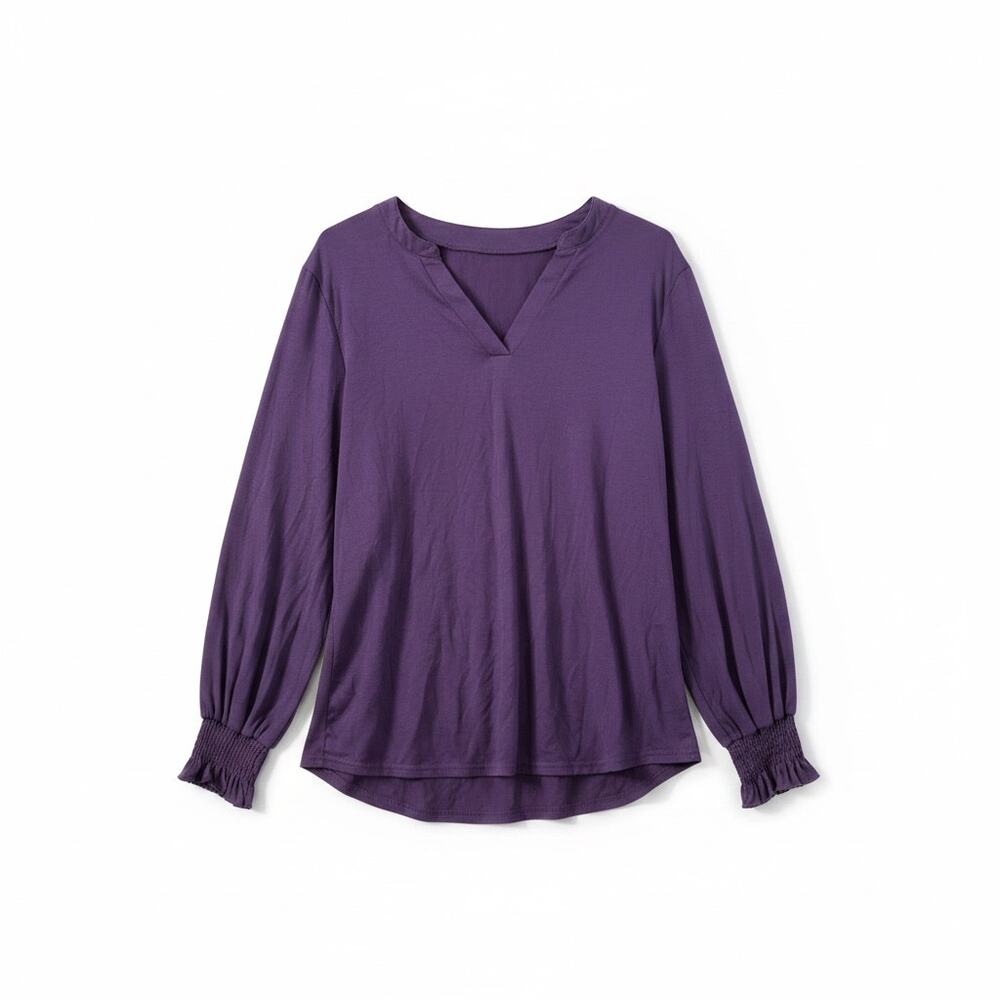 Lot of 2 Womens XL Tops Purple Blouse Black Long Sleeve Shirt Casual